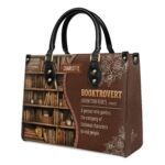 Booktrovert Noun Leather Bag, view 3, handmade book lover gift