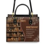 Booktrovert Noun Leather Bag, view 4, handmade book lover gift