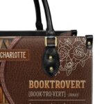 Booktrovert Noun Leather Bag, view 5, handmade book lover gift