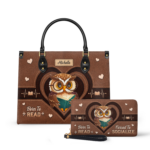 I'm Not Antisocial I'd Just Rather Read Leather Bag - Owl Design, view 2, handmade book lover gift
