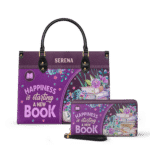 Happiness Is Starting A New Book Leather Bag - Book Lover Gift, view 2, handmade book lover gift