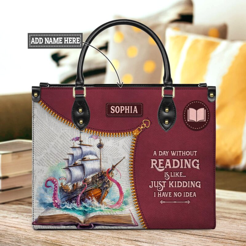 Book Lover Quote Leather Bag - Premium Reading Gift, handmade literary leather handbag