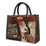 Books Helping Introverts Avoid Conversation Leather Bag, view 3, handmade book lover gift