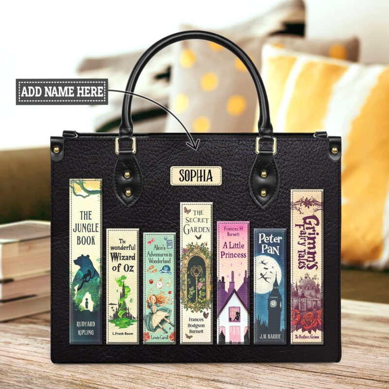 Children Books Leather Bag, handmade literary leather handbag