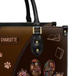 Easily Distracted By Dogs And Books Leather Bag, view 4, handmade book lover gift