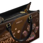 Easily Distracted By Dogs And Books Leather Bag, view 5, handmade book lover gift