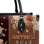 Happiness Is A Cup Of Tea And A Really Good Book Leather Bag, view 5, handmade book lover gift