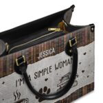 I Am A Simple Woman Leather Bag - Personalized Dog & Coffee Quote, view 6, handmade book lover gift