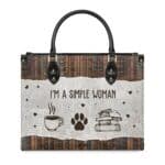 I Am A Simple Woman Leather Bag - Personalized Dog & Coffee Quote, view 11, handmade book lover gift