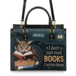 I Don't Just Read Books I Write Them Leather Bag, view 4, handmade book lover gift