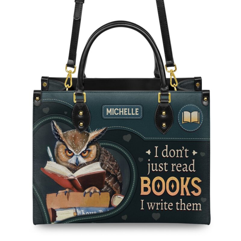 I Don't Just Read Books I Write Them Leather Bag, view 4, handmade book lover gift