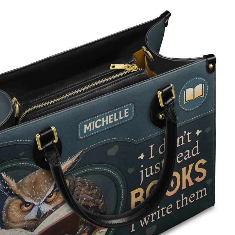 I Don't Just Read Books I Write Them Leather Bag, view 6, handmade book lover gift