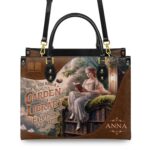 Custom Quote Literary Haven Leather Bag, view 4, handmade book lover gift