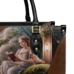 Custom Quote Literary Haven Leather Bag, view 5, handmade book lover gift