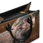 Custom Quote Literary Haven Leather Bag, view 6, handmade book lover gift