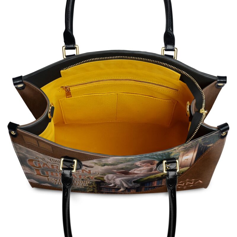 Custom Quote Literary Haven Leather Bag, view 8, handmade book lover gift