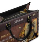 Library Where The Adventures Begin Leather Bag, view 6, handmade book lover gift