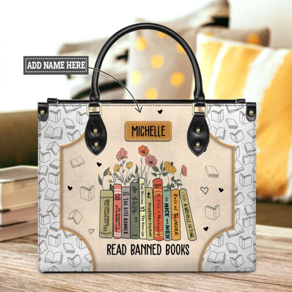 Read Banned Books Leather Bag, handmade literary leather handbag