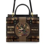 Reading is Magical Leather Bag - Dragon Design, Premium Handmade, view 4, handmade book lover gift