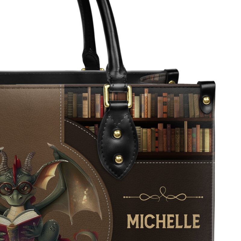 Reading is Magical Leather Bag - Dragon Design, Premium Handmade, view 5, handmade book lover gift