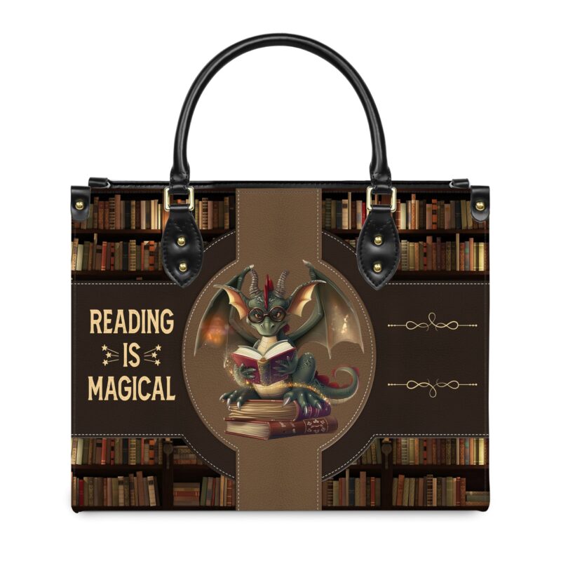 Reading is Magical Leather Bag - Dragon Design, Premium Handmade, view 10, handmade book lover gift
