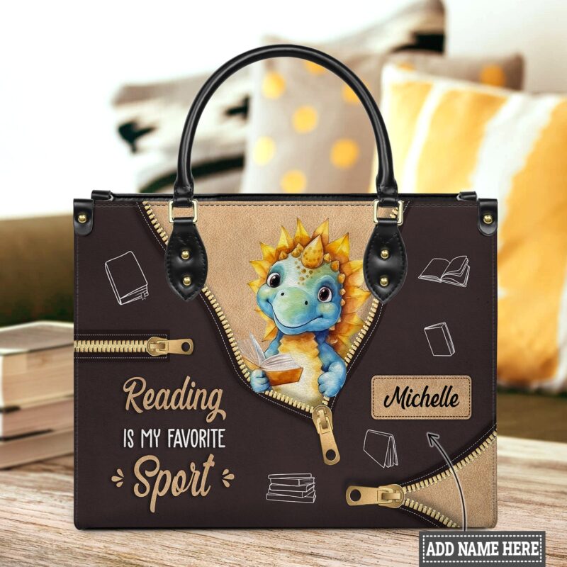 Reading Is My Favorite Sport Leather Bag, handmade literary leather handbag