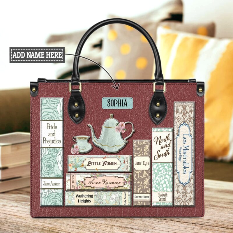 Romance Books Leather Bag, handmade literary leather handbag