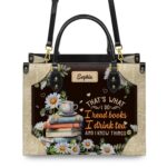 Thats What I Do I Read Books I Drink Tea And I Know Things Leather Bag, view 4, handmade book lover gift