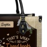 Thats What I Do I Read Books I Drink Tea And I Know Things Leather Bag, view 5, handmade book lover gift