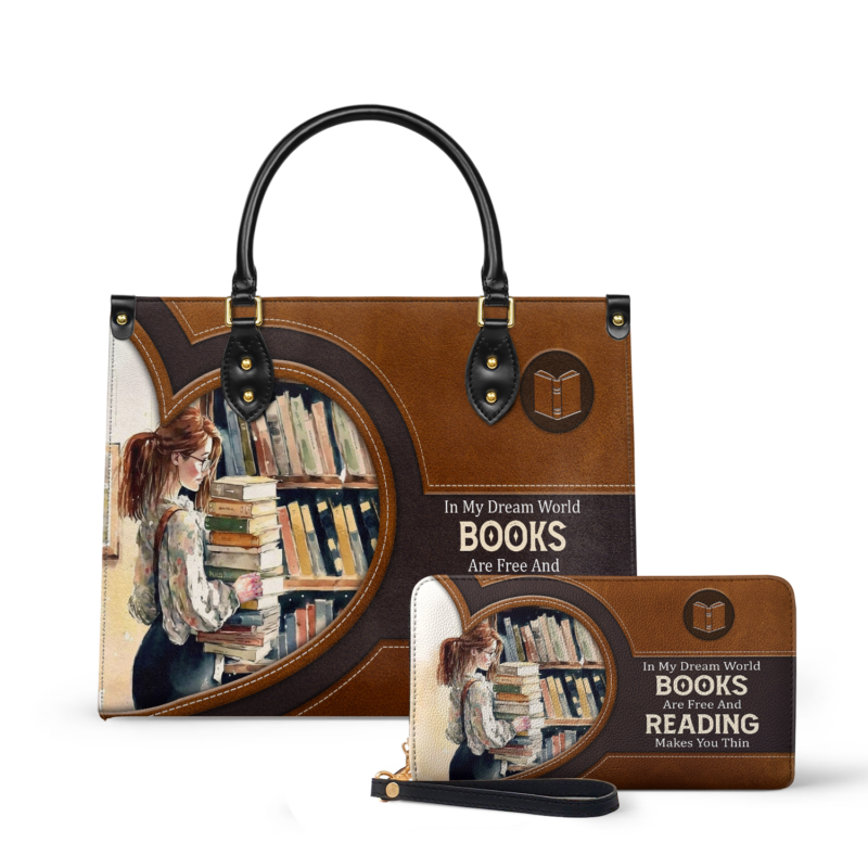 Reading Makes You Thin Leather Bag - Book Lover Gift, view 2, handmade book lover gift