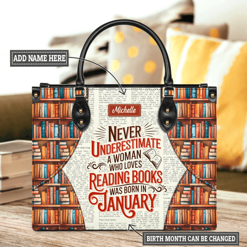 "Never Underestimate A Woman..." Leather Bag, handmade literary leather handbag