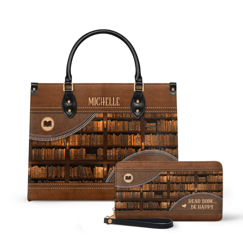 Read Book Be Happy Leather Bag, view 2, handmade book lover gift