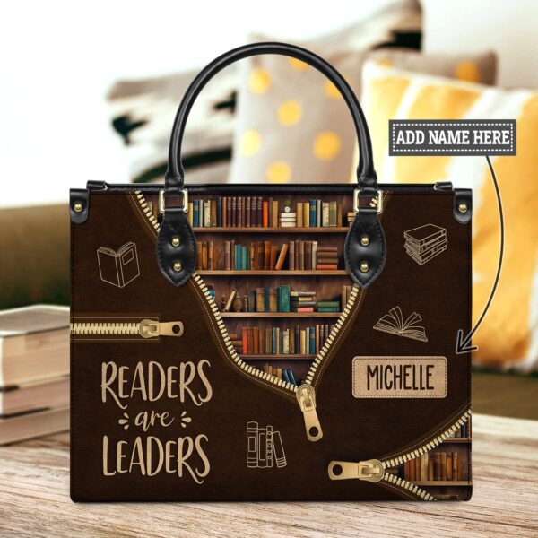 Readers Are Leaders Leather Bag, handmade literary leather handbag