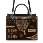 Readers Are Leaders Leather Bag, view 4, handmade book lover gift