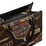 Readers Are Leaders Leather Bag, view 6, handmade book lover gift