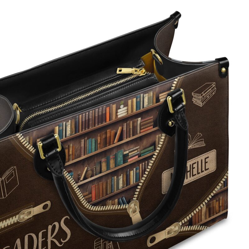Readers Are Leaders Leather Bag, view 6, handmade book lover gift