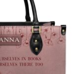 Custom Quote Minimalist Leather Bag, view 5, handmade book lover gift