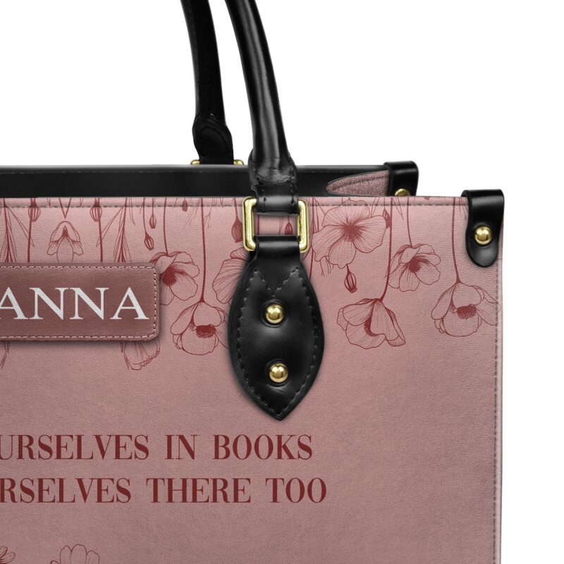 Custom Quote Minimalist Leather Bag, view 5, handmade book lover gift
