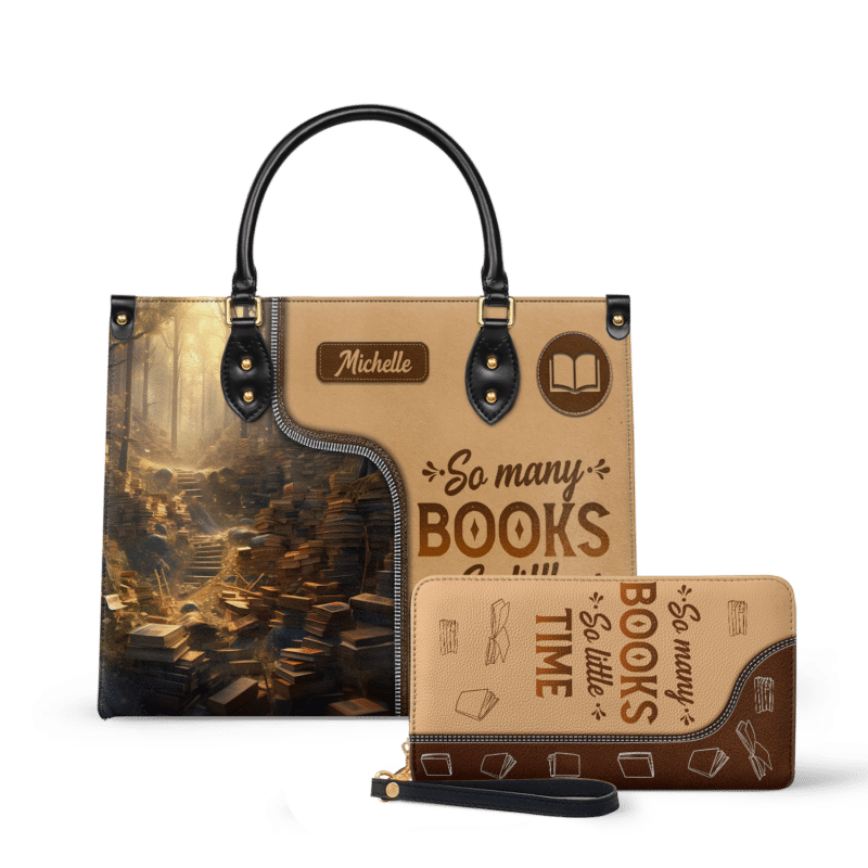 so-many-books-so-little-time_LE_Wallet So Many Books So Little Time Leather Bag, view 2, handmade book lover gift