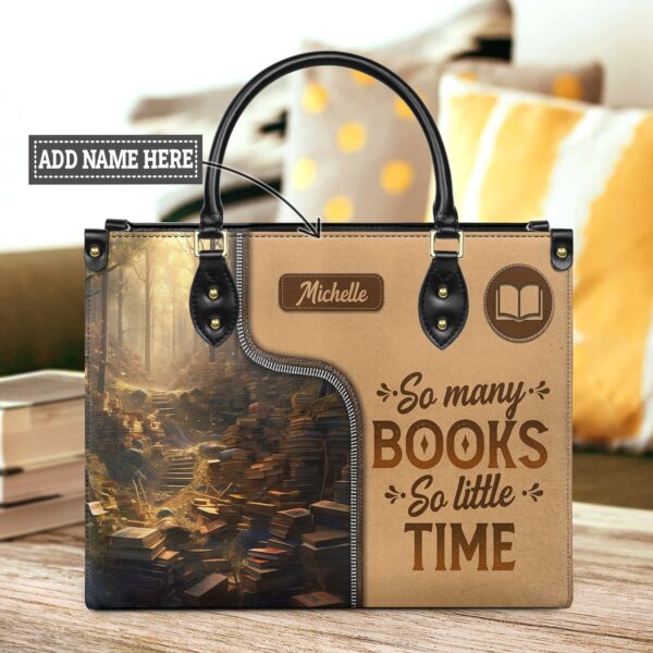 So Many Books So Little Time Leather Bag, handmade literary leather handbag
