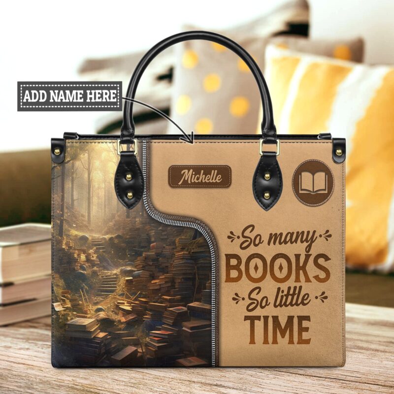 So Many Books So Little Time Leather Bag, handmade literary leather handbag