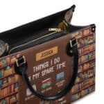 Things I Do In My Spare Time Leather Bag - Handmade Quote Bag, view 6, handmade book lover gift