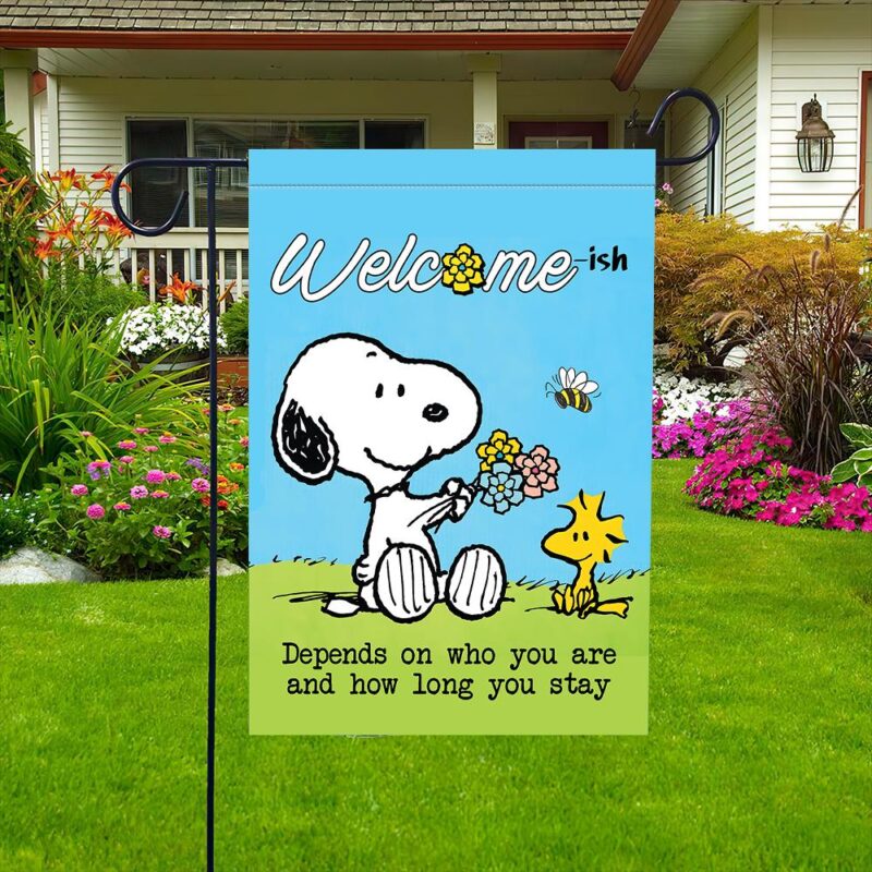 1-1.jpeg Funny Welcome-ish Snoopy Double Sided Garden Flag