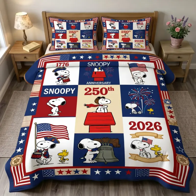 Snoopy 250 Years of America Quilt Bedding Set