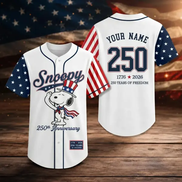 Personalized Snoopy 250 Years of America Baseball Jersey II