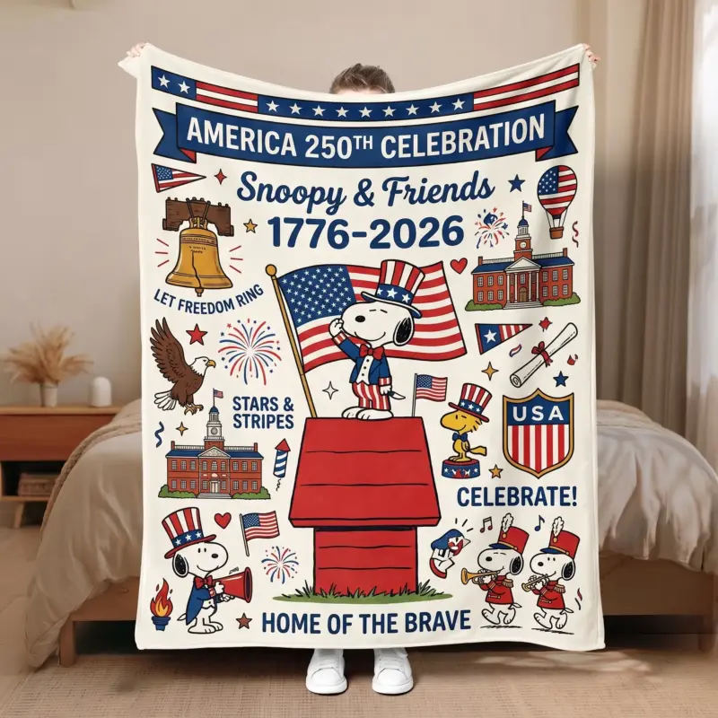 Snoopy 250 Years of America Quilt Blanket V