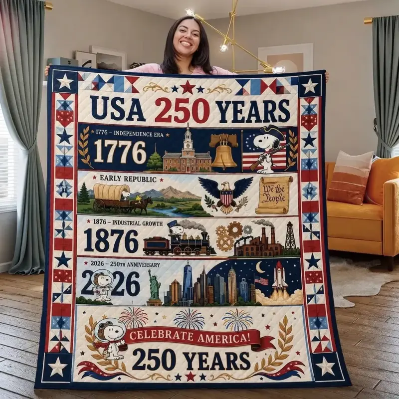 Snoopy 250 Years of America Quilt Blanket VIII
