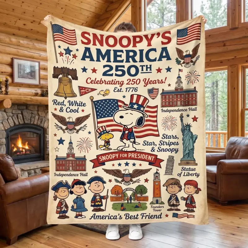 Snoopy 250 Years of America Quilt Blanket VI