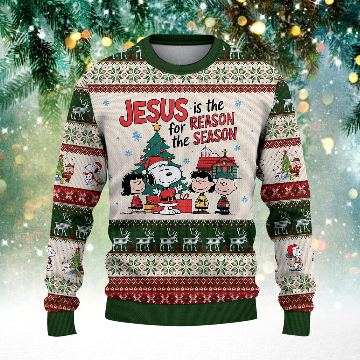 Jesus Is The For Reason the Season Christmas Knitted Sweater - Image 2