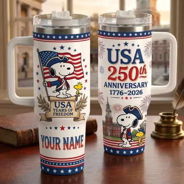 Personalized Snoopy 250 Years of America 40oz Insulated Stainless Steel Tumbler II
